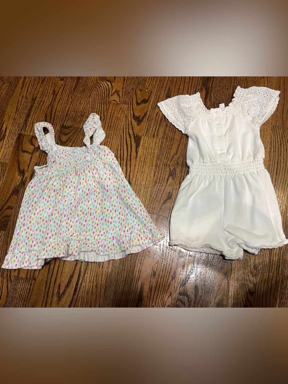 Splendid White Eyelet Romper & Pastel Dot Sundress Set